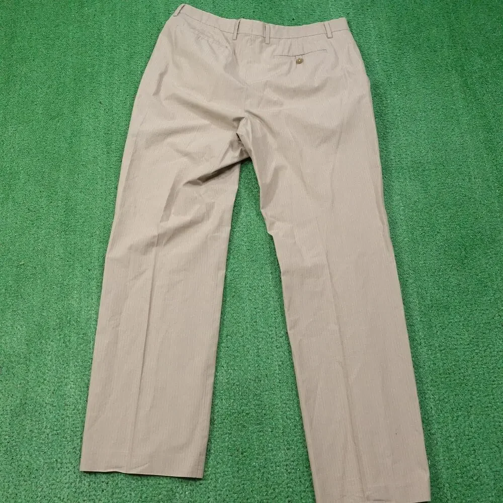 Banana Republic Dress Pants Mens 35x34 Beige‎ Non Iron Classic Fit Pinstripe